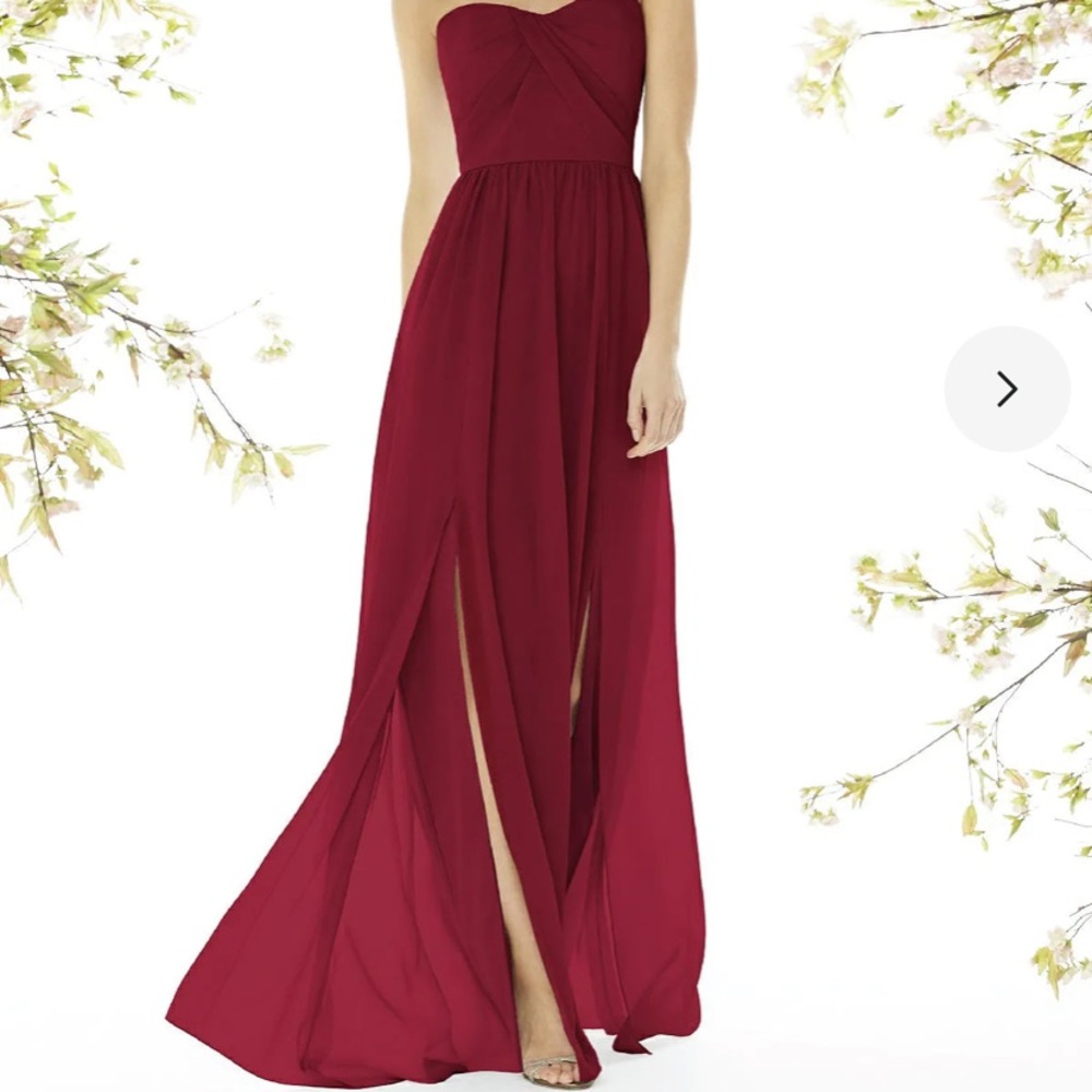 Strapless Burgundy Social Bridesmaid Dress